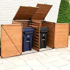 Amazon Com Leisure Season Trsm5937 E Horizontal Trash And Recycling Storage Sheds Medium Brown Garden Outdoo Recycling Storage Garbage Shed Shed Storage