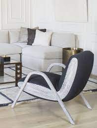 Kelly Wearstler Camden Lounge Chair Relaxed Low Seat Height In Tight Upholstery And Coerced Wood Furniture Living Room Interior Chair
