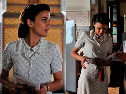 El Tiempo Entre Costuras Capitulo 3 Sira Quiroga Vestido Con Circulos Violetas Tiempo Entre Costuras Moda Anos 1940 Diseno De Ropa