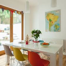 Dining Room With Multi Coloured Chairs Decorating Ideal Home White Dining Room Dining Room Design Dining Room Chairs