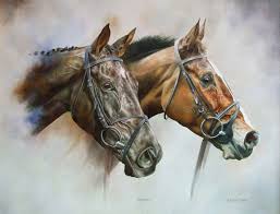 Denman And Kauto Star Print Limited Edition Horse Racing Art By Joanna Stribbling Horse Art Horse Painting Horse Drawings