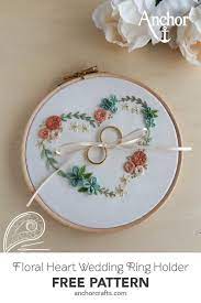 Did you scroll all this way to get facts about hand embroidery pattern flower? Free Pattern Floral Heart Wedding Ring Holder What A Romantic Wedding Hoop Perfect To Hold Ri Ring Holder Wedding Wedding Embroidery Hoop Hand Embroidery Art