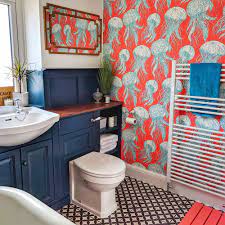 See more ideas about bathroom decor, bathroom design, bathroom inspiration. House Tour A Fabulously Fun Colourful Family Home Audenza Bathroom Red Funky Bathroom Colourful Bathroom