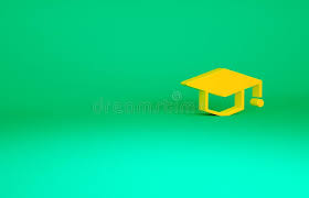 Orange Graduation Cap Icon Isolated On Green Background Graduation Hat With Tassel Icon Minimalism Concept 3d Stock Illustration Illustration Of Minimal High 194551902