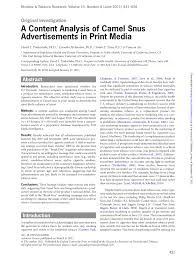 Steinberg talks about snus as a product on a spectrum. Pdf A Content Analysis Of Camel Snus Advertisements In Print Media