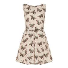 Iska Butterfly And Spot Print Dress Beige Ladies Uk Size 14