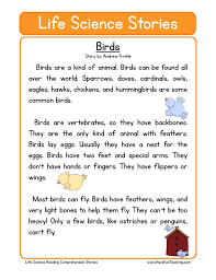The free printable reading comprehension worksheets are great handy tools, when it comes to adding tinges of fun and entertainment to reading comprehensions. Birds Life Science Reading Comprehension Worksheet Have Fun Teaching