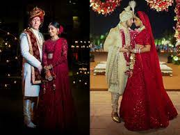 This Beautiful Bride Got Inspired By Priyanka Chopra S Wedding Lehenga And Designed Her Own Wedding Outfit For Her Indo American Wedding Times Of India Planning your wedding red and white wedding ideas for a dreamy wedding ambience red and white wedding. priyanka chopra s wedding lehenga