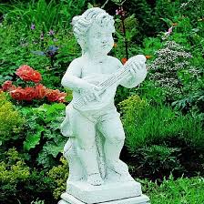 Putte Mandoline Hohe 60 Cm Garten Dekoration Figur Putte Gussstein Kunststein Kunststein Dekoration Garten