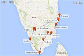 Kerala map with the rail route in kerala and the location of railway stations in kerala. South India By Rail