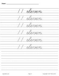 Number Eleven Cursive Handwriting Tracing Worksheet Handwriting Numbers Cursive Handwriting Handwriting Analysis