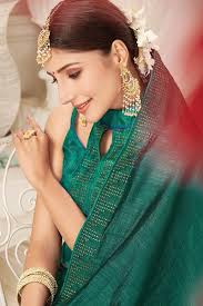 Teal Green Silk Saree|SARV09109