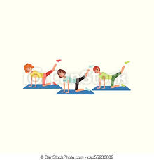 Find & download free graphic resources for fitness cartoon. Three Women Doing Leg Swings Workout Cartoon People In Sportswear Young Girls In Gym Visiting Fitness Center Active Canstock