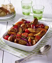 Buntes Ofengemuse Mit Bratwurst Rezept Lecker Bratwurst Rezepte Bratwurst Rezepte