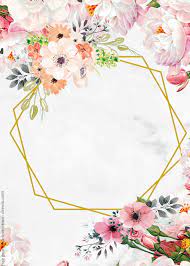 Free Vintage Floral Watercolor With Marble Invitation Templates Floral Watercolor Free Watercolor Flowers Floral Poster