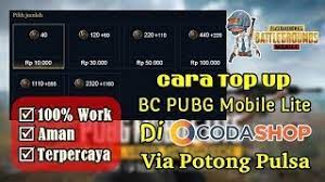 Cara Top Up Bc Pubg Mobile Lite Di Codashop Via Pulsa 100 Berhasil Youtube