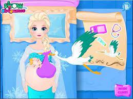Queen Elsa Gives Birth To A Baby Girl Frozen Games Baby Girl Games Queen Elsa Frozen Disney Movie