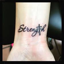 Strength Tattoo With Cross Tattoos For Daughters Foot Tattoos For Women Foot Tattoos
