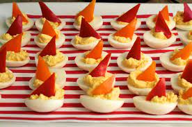 Using navy blue for a fantastic base theme color, the entire layout was bold and contemporary looking. Nautical Baby Shower Food Ideas Nautical Baby Shower Theme Home Party Theme Ideas Nautical Baby Shower Food Baby Shower Food Nautical Baby Shower