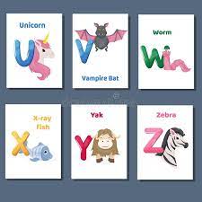 Alina v design and resources by. Alphabet Bedruckbare Flashcards Vector Sammlung Mit Buchstaben U V W X Yz Zootiere Fur Englische Sprachbildung Vektor Abbildung Illustration Von Blinken Karte 118089298