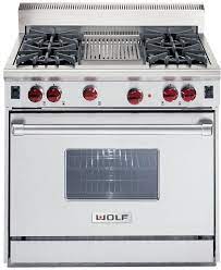 Rely on a 16,000 btu infrared charbroiler for more succulent steaks, chops, and burgers. Wolf R364c 36 Inch Pro Style Gas Range With 4 Dual Brass Open Burners 5 5 Cu Ft Convection Oven Infrared Broiler Infrared Charbroiler Automatic Reignition And Drip Tray Natural Gas