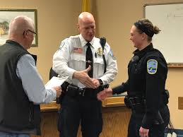 Today at the Police Commission meeting, Sergeant Katie Larson was promoted  to the rank of Captain. Captain Larson started with the Lakes Area Police  Department as a patrol officer in August of