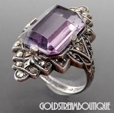 Vintage Uncas Mfg Sterling Silver Amethyst Marcasites Art Deco Ring Size 3 25 Amethyst Jewelry Art Deco Jewelry Antique Jewelry