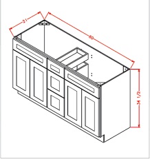 Be sure to consider the depth of your sink when planning storage inside the base cabinet. Vsdb60 Vanity Double Sink Base Cabinet 60 Inch Shaker Charcoal Gray Vanities Simply Kitchens
