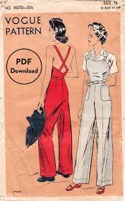 Vintage Sewing Pattern 40s 1940s Vintage Rosie The Riveter Pattern Workwear Slacks Overalls Jumpsuit Wwii Bust 34 B34 Instant Download 1940 S Retro Nahen