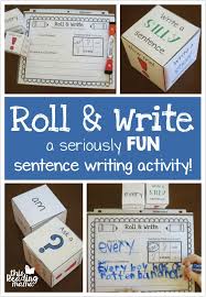 Fun Sentence Writing Roll Write With Spelling Words Sentence Writing Sentence Writing Activities Kindergarten Writing Activities