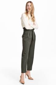 Paper Bag Pants Khaki Green Ladies H M Ca Green Pants Outfit Pants For Women Recruitment Outfits