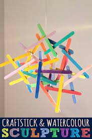 Craft Stick Watercolour Sculpture For Kids Preschool Art Projects Popsicle Stick Crafts For Kids Art For Kids