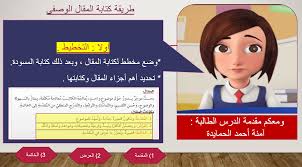 درس طريقة كتابة المقال الوصفي الصف التاسع مادة اللغة العربية بوربوينت ملفاتي