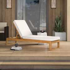 Faunce Reclining Chaise Lounge With Cushion In 2020 Teak Chaise Lounge Lounge Chair Outdoor Patio Rocking Chairs