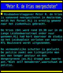 The shooting happened on early tuesday evening after de vries appeared on rtl boulevard, an. W Oexp2l6rszqm