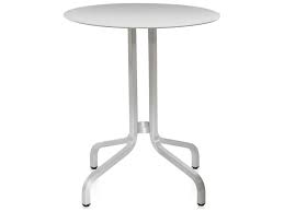 Mesami bistro table with square table top: Emeco Outdoor 1 Inch By Jasper Morrison Aluminum 24 Wide Round Laminate Plywood Top Bistro Table Emo1inchctrd24