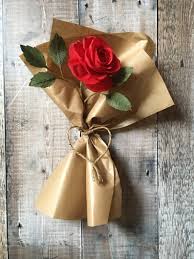 Make the center hole in the saved sepal a bit larger and slip it over the floral wire until it is on the bottom of the money rose head. Wrapped Single Stem Paper Flower Rose Etsy In 2021 Flower Bouquet Diy Flower Gift Ideas Valentines Flowers