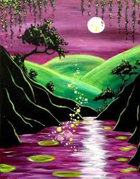 Magic Pond At Mcavoy S Paint Nite Events Night Painting Canvas Painting Diy Canvas Art