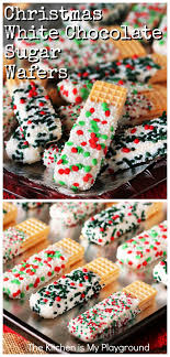 Easy Christmas White Chocolate Dipped Sugar Wafers Easy Christmas Treats Christmas Food Cookies Recipes Christmas