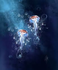Deep Jellyfish Jellyfish Painting Jellyfish Art Underwater Art