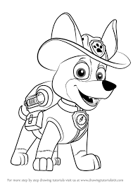 Learn How To Draw Tracker From Paw Patrol Paw Patrol Step By Step Drawing Tutorials Paw Patrol Coloring Paw Patrol Coloring Pages Paw Drawing