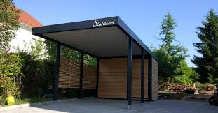 Einzel Carport Metall Stahl Mit Abstellraum Holz Modern Stahlzart Carport Metall Carport Stahlcarport