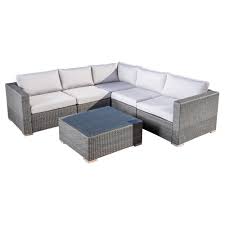 Santa Rosa 6pc Wicker Patio Seating Sectional Set With Cushions Gray With Silver Gray Cushions Christopher Knight Home Outdoor Sofa Sets Conversation Set Patio Patio Seating