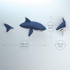 Low Poly Shark Model Create Your Own 3d Papercraft Shark Etsy In 2020 Origami Shark Paper Crafts Low Poly