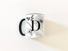 Personalized Floral Alphabet Coffee And Tea Mug Custom Etsy Gifts In A Mug Mugs Custom Initials