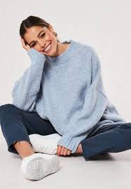 Blue Speckled High Neck Sweater High Neck Sweater Outfit Blue Jumper Outfit Blue Oversized Sweater