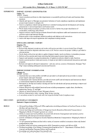 A dedicated import specialist with 10+ years of combined experience as an office assistant and headline : Import Export Resume Samples Velvet Jobs
