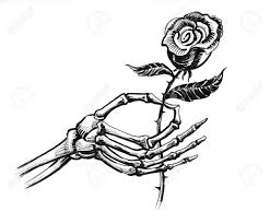 After you finish this step you should have a rough guide/construction lines for the outer, middle and inner shape making it easier to correctly place all of the petals. Skeleton Hand Holding A Rose Flower Ink Black And White Drawing Stock Photo Picture And Royalty Free Image Image 137592461