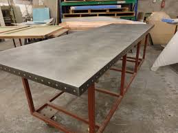 193 Zinc Table Top Light Patina Finish With Copper Rivets Zinc Table Top Zinc Table Table Top Lighting