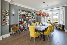 An Easy Way To Add Yellow To The Dining Room Design Riach Architects Yellow Dining Chairs Velvet Dining Chairs Dining Room Design